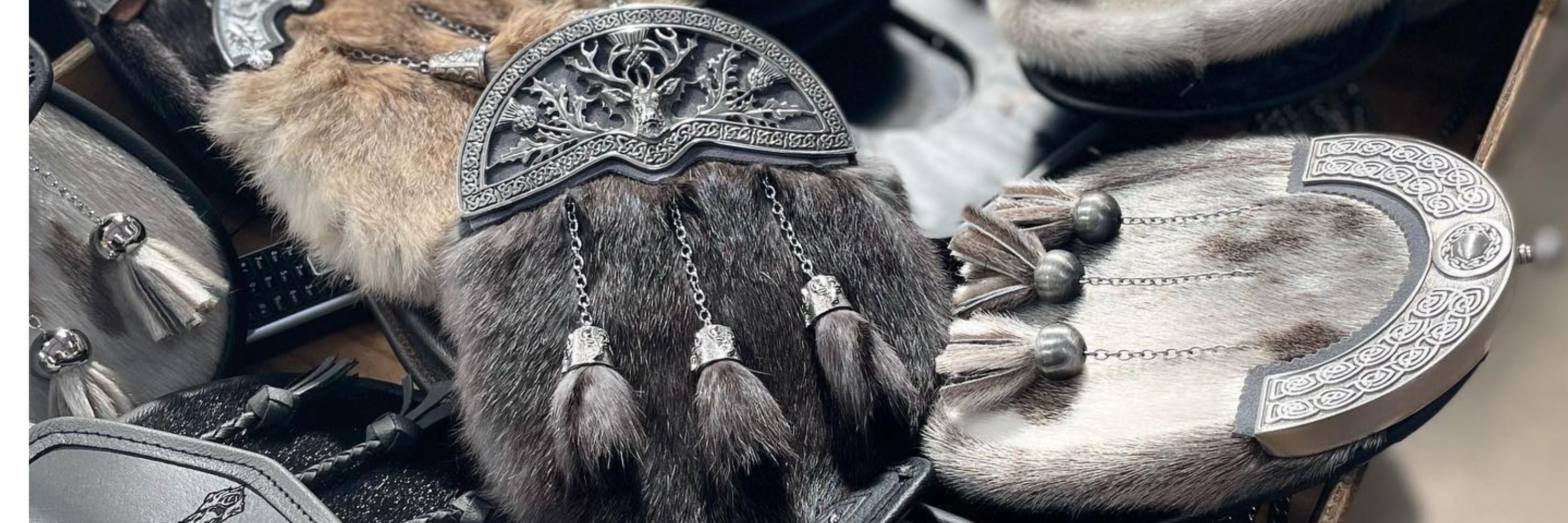 Indulge in opulence with our luxury sporran collection featuring exquisite furs. This collection offers a wide spread of our best furs and metalwork combinations to elevate your highland outfit.