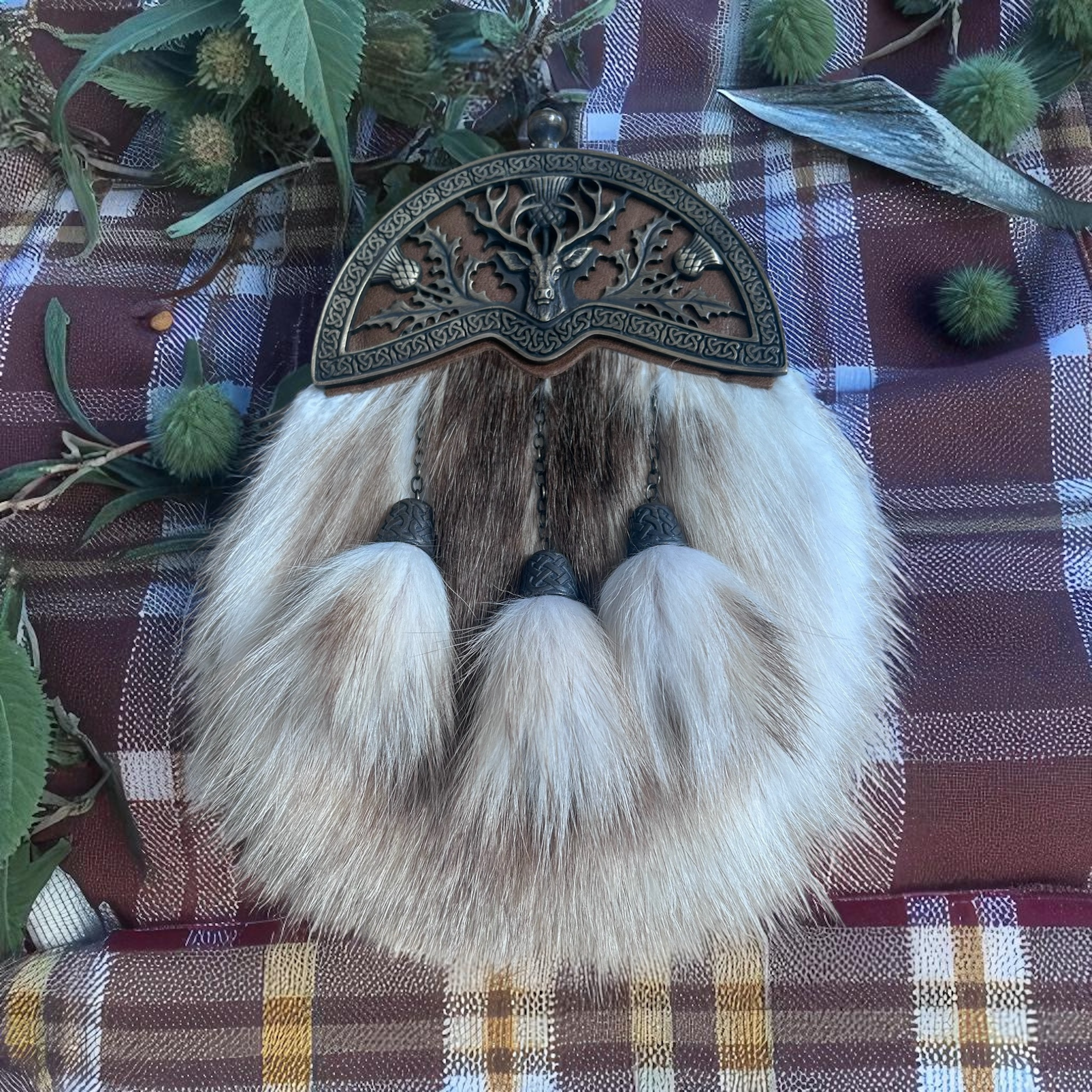 Bleached Raccoon Antique Brass