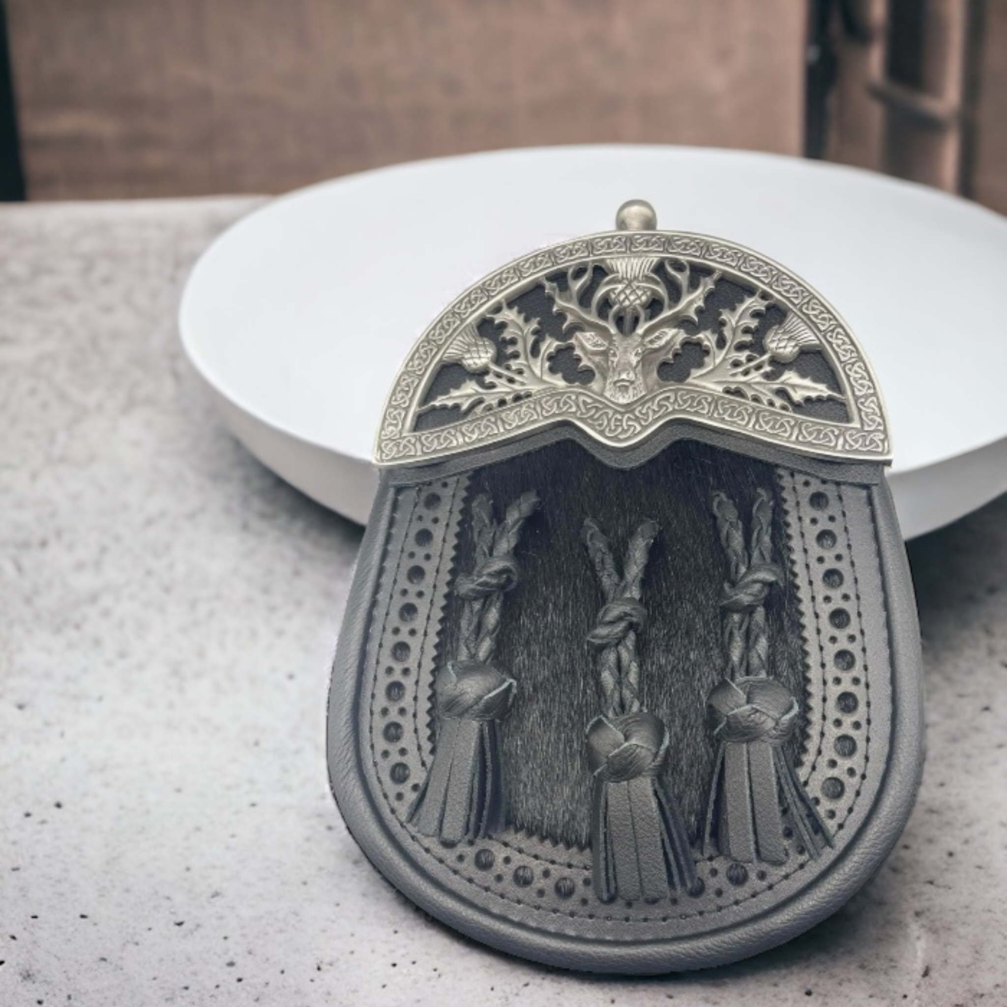 Brogued Dress Sporran Black