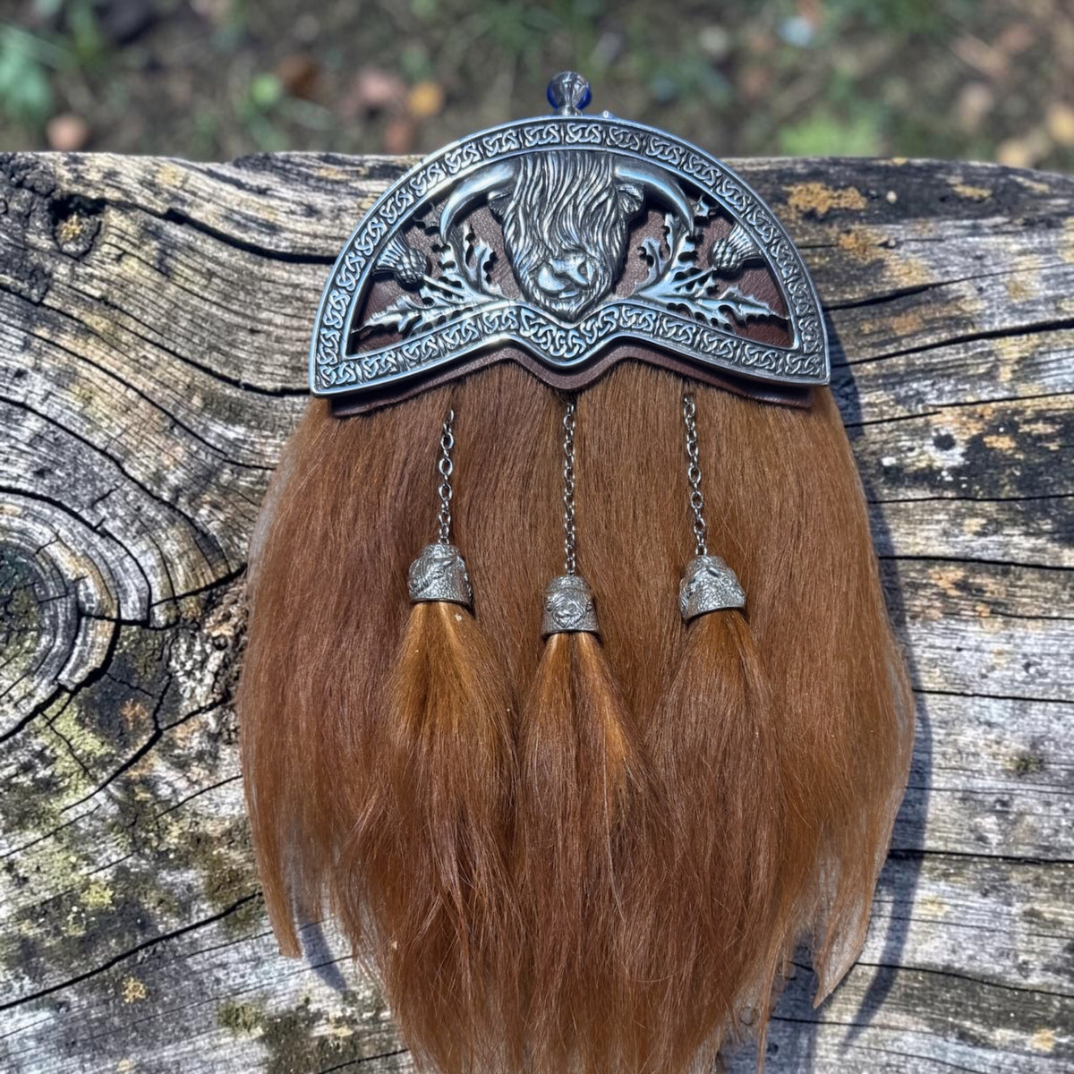 highland cow dress sporran in chrome