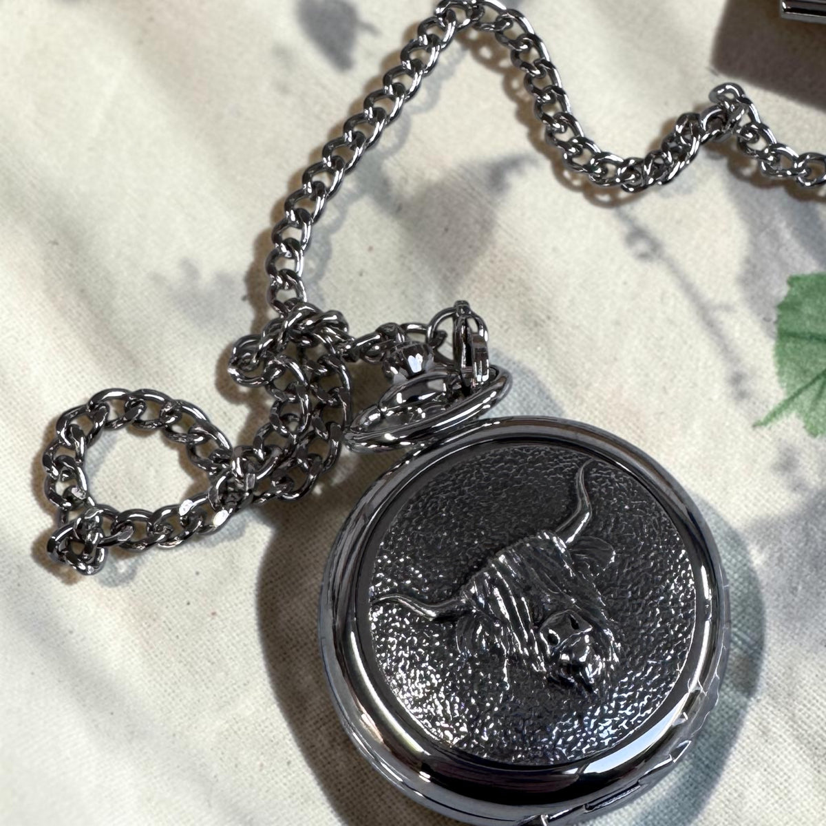 pocket watch highland cow