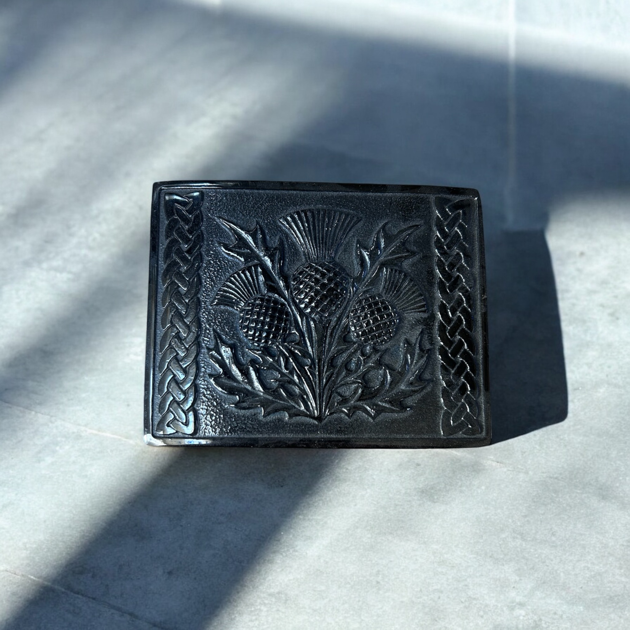Scottish thistle black plate buckle