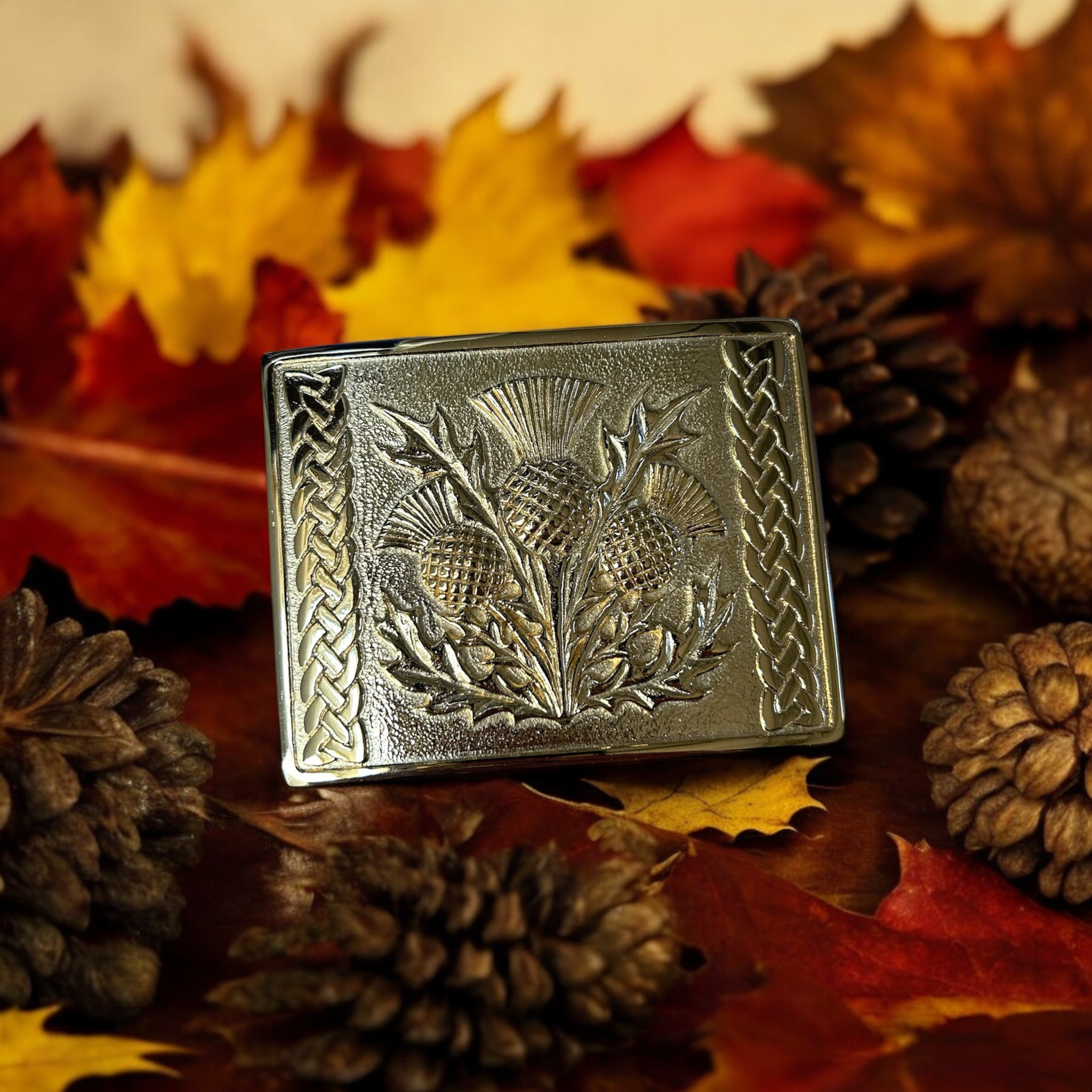 Scottish thistle gold plate buckle