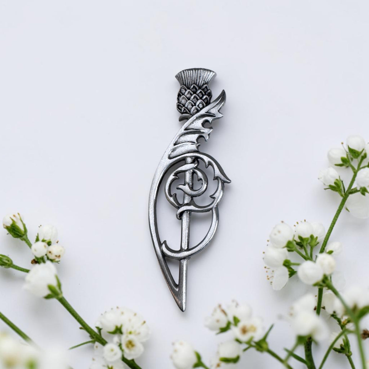scottish thistle lead kilt pin antique