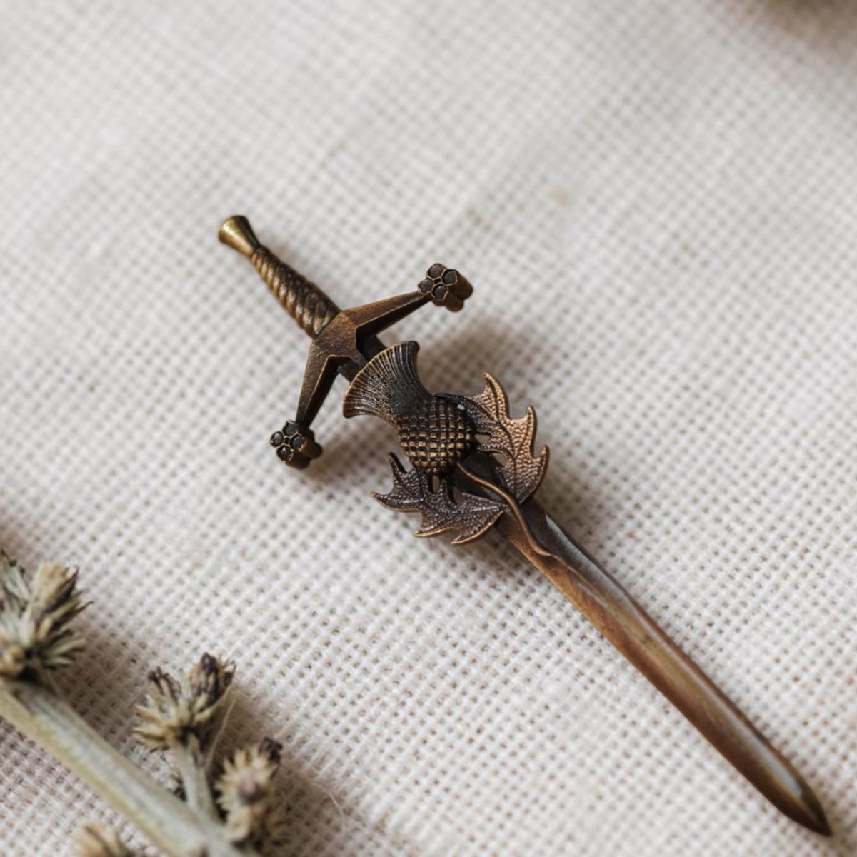 thistle kilt pin antique brass