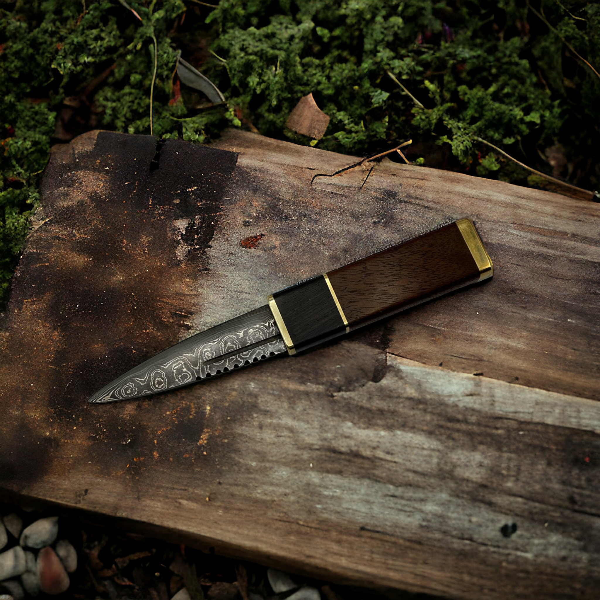 Blackwood Sgian Dubh with Damascus Blade