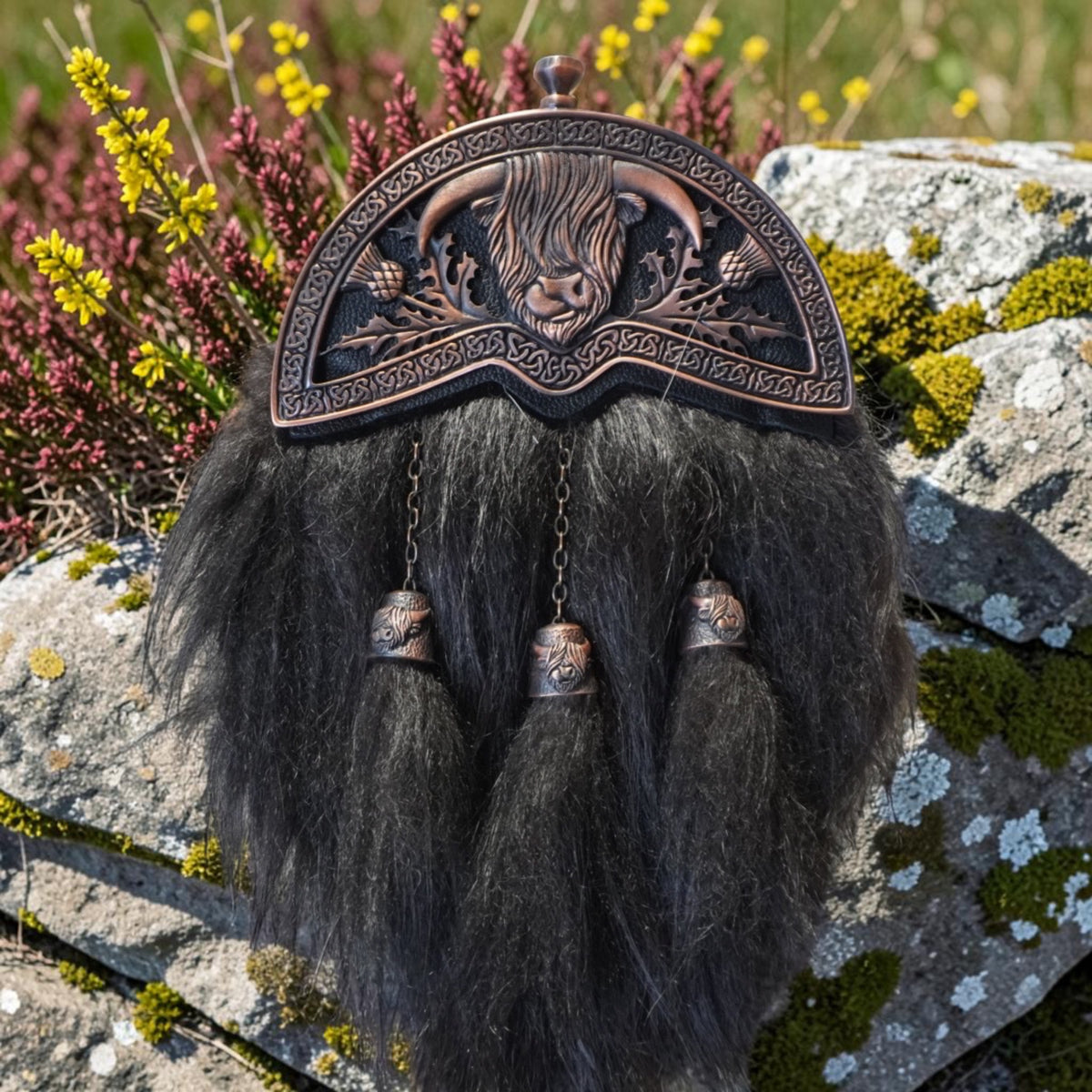 Highland Cow Black Dress Sporran Copper