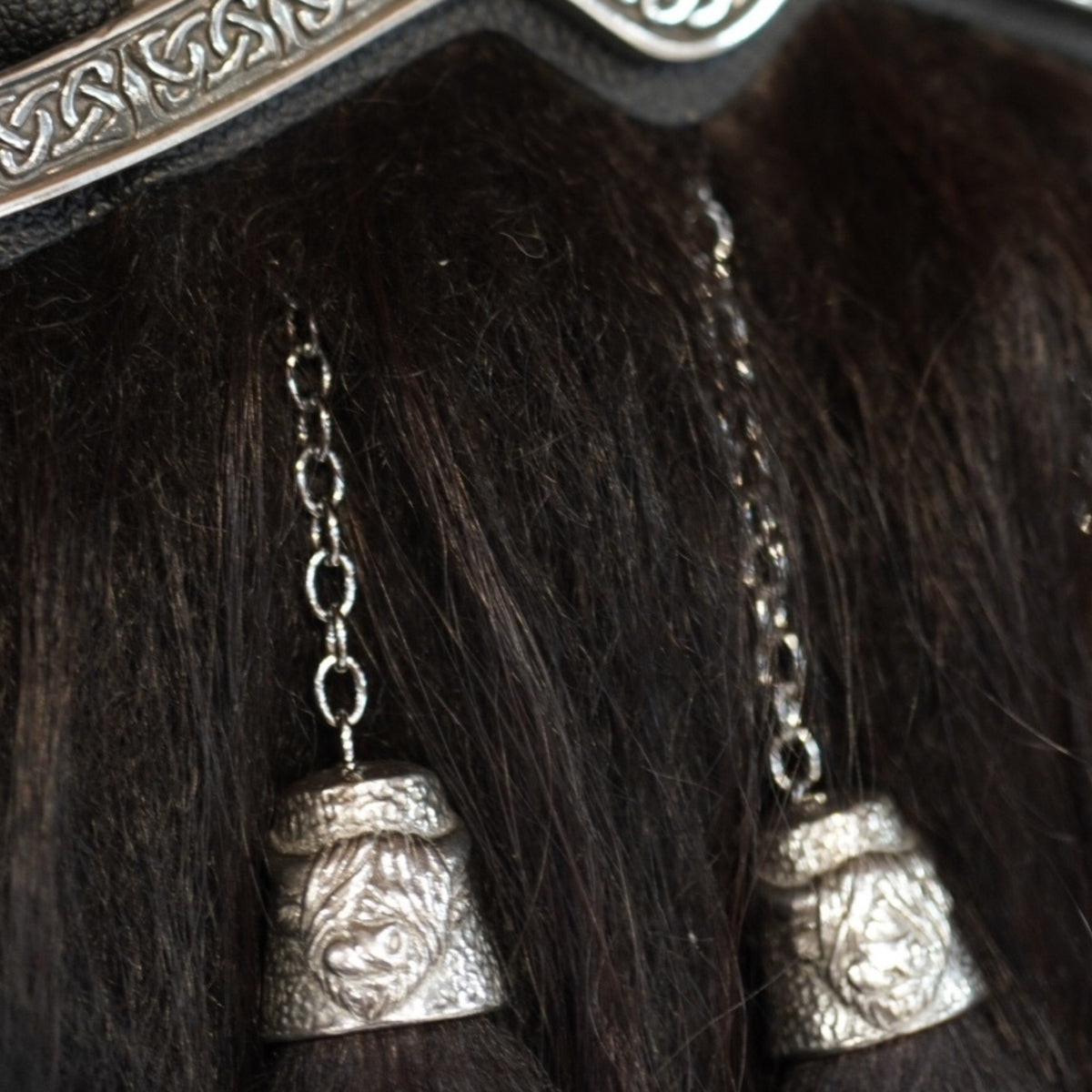 Highland Cow Black Sporran Chrome Bells