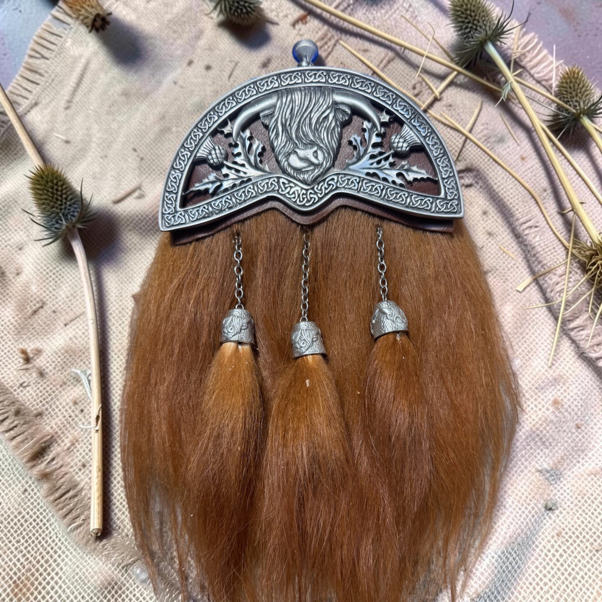 Highland cow dress sporran antique finish