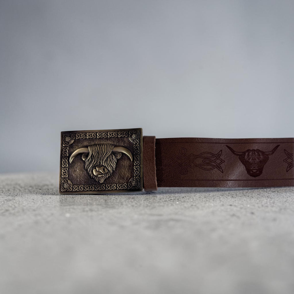 highland cow kilt belt antique brass