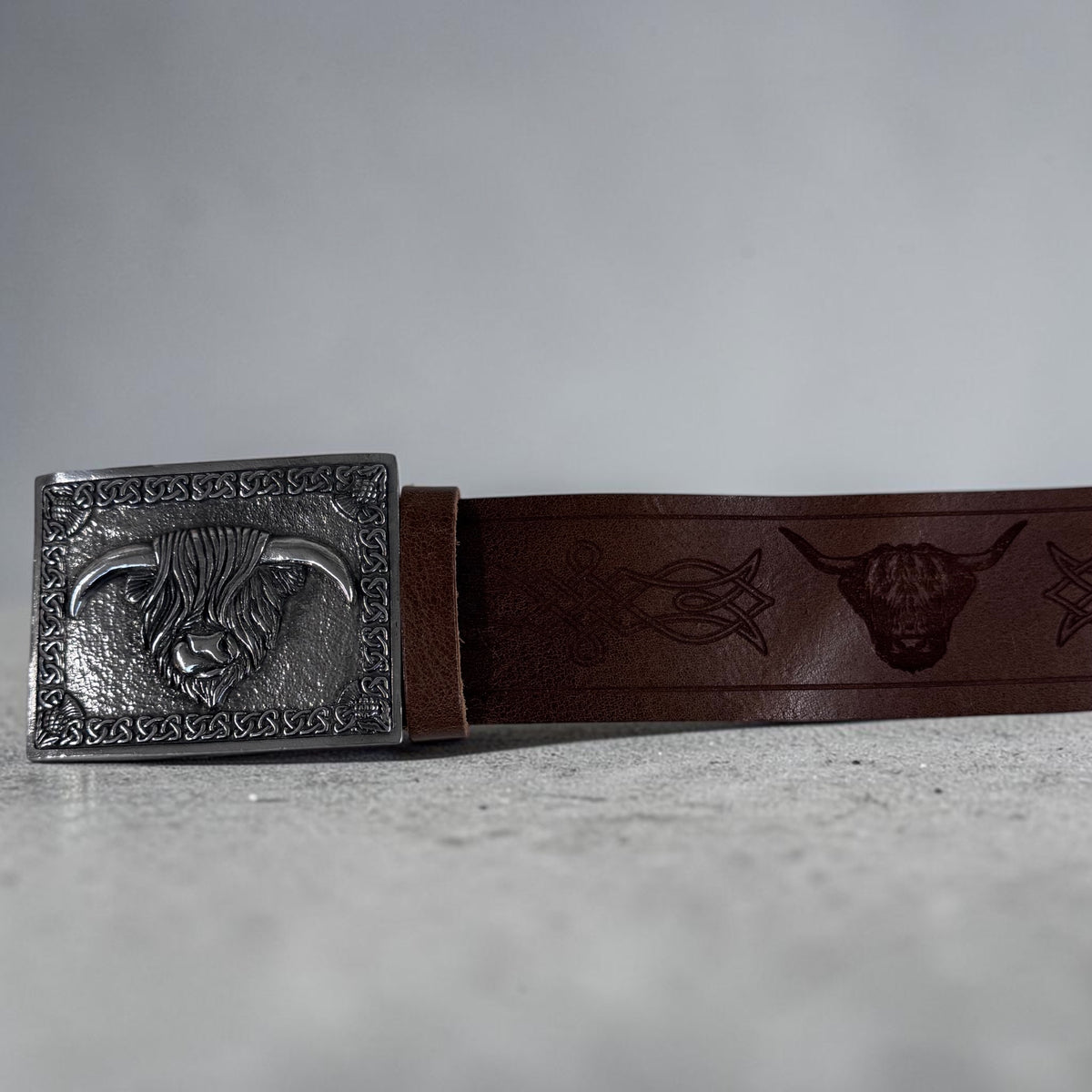 Highland cow kilt belt chrome buckle