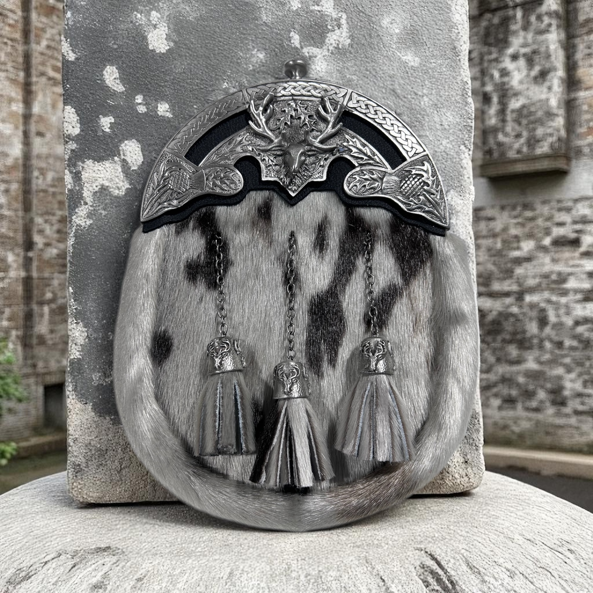Light Grey 3D Stag Dress Sporran 