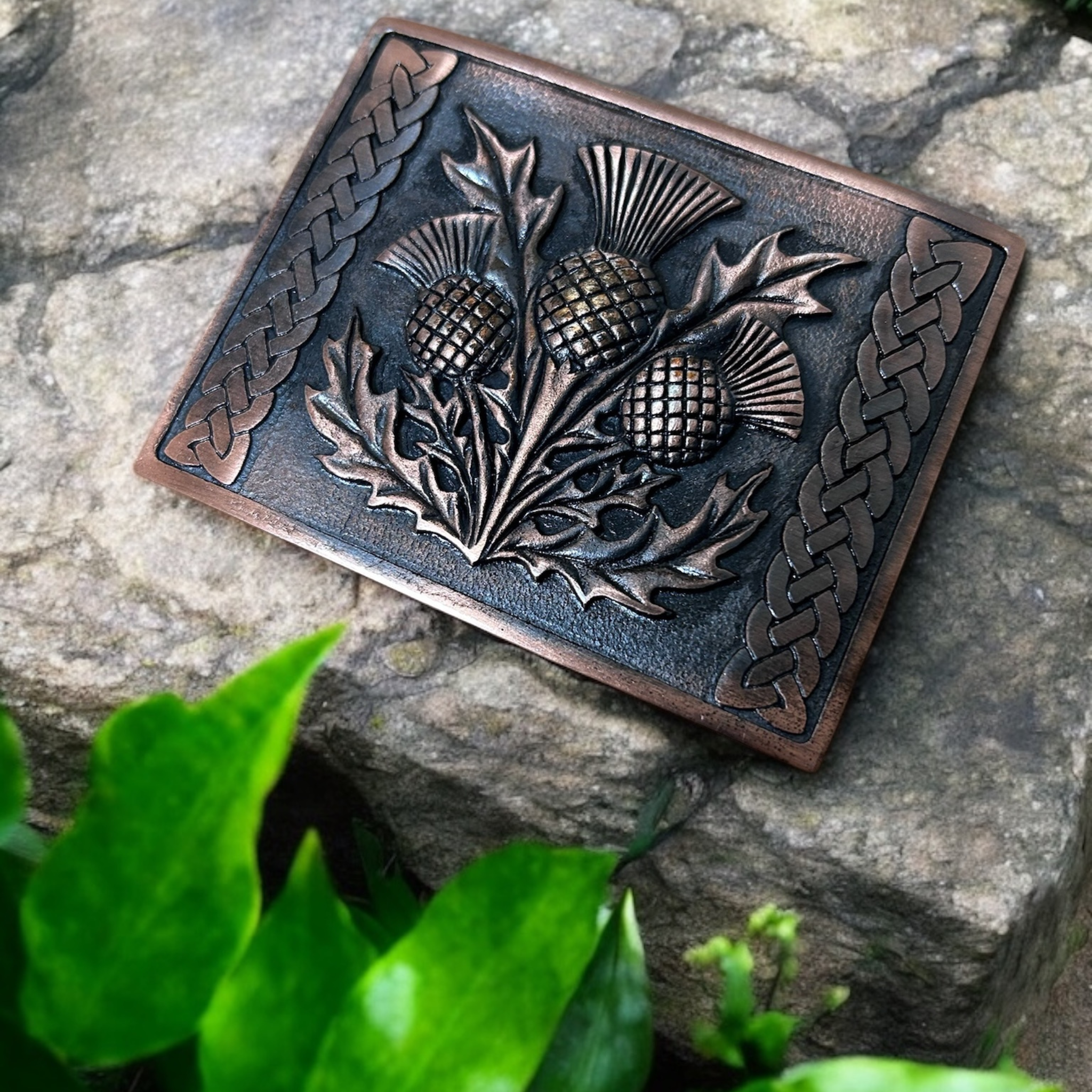 Scottish Thistle Kilt Belt Buckle Copper