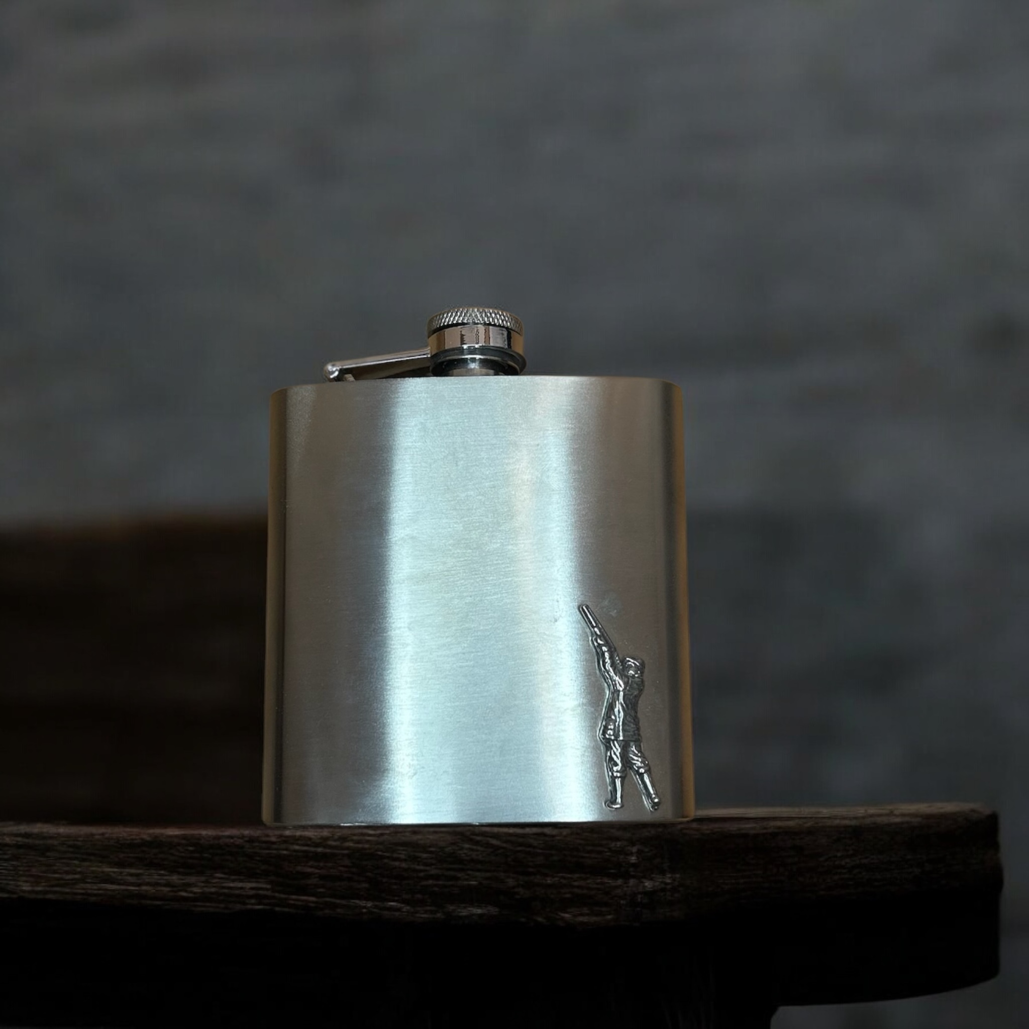 Stainless Steel Hip Flask with Pewter Sniper